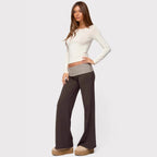 Damen Palazzo-Hose mit gestreiftem Bund und lässigem Schnitt R&B