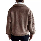 Damen Flauschige Oversize-Jacke mit strukturiertem Fleece