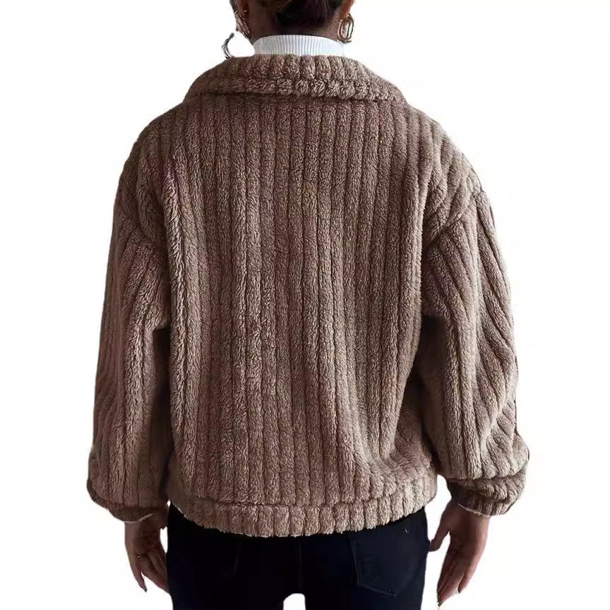 Damen Flauschige Oversize-Jacke mit strukturiertem Fleece