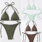 Damen Triangel-Bikini-Set mit verstellbaren BindR&Bändern und texturiertem Stoff R&B