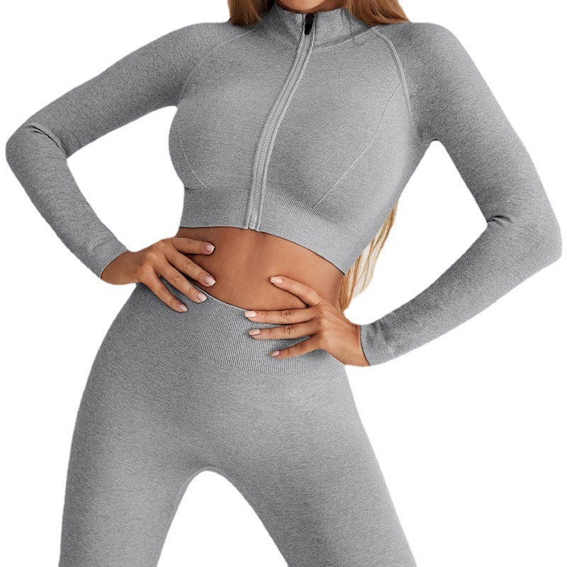Damen Sportlicher Crop-Top mit Reißverschluss R&B