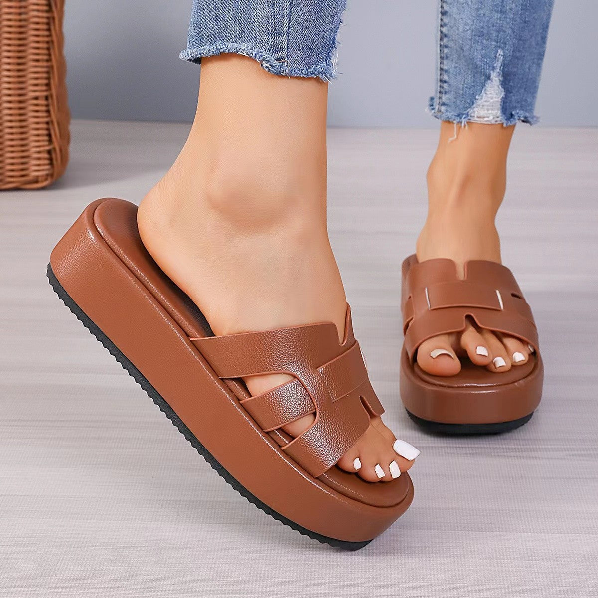 Damen Komfortable Falt-Sandalen mit breitem Riemen und ergonomischer Sohle R&B