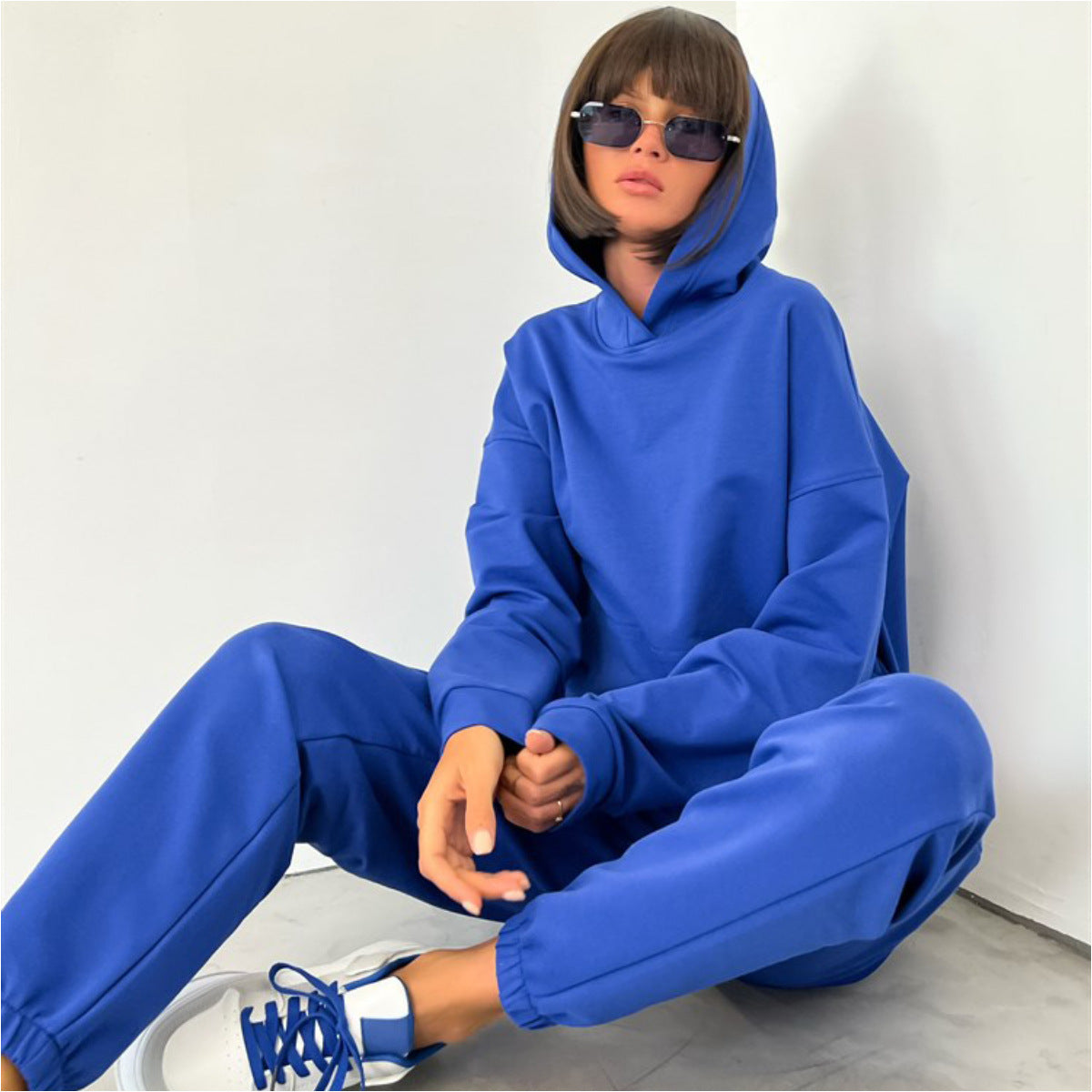 Damen Sportlicher Loungewear-Anzug mit Kapuze und elastischen Bündchen R&B