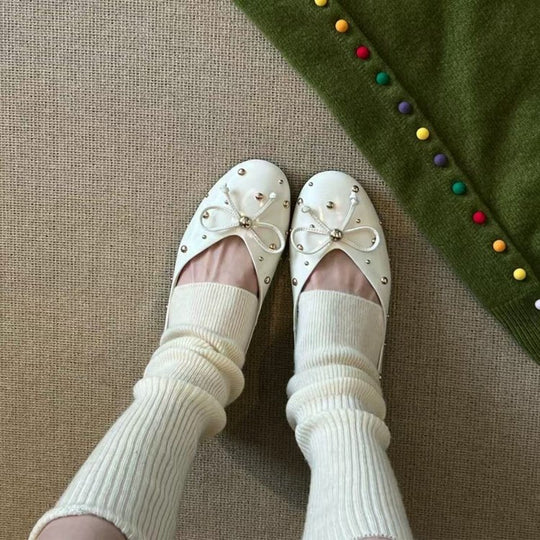Damen Ballerinas mit modischem Schleifendesign und dekorativem Perlenbesatz R&B