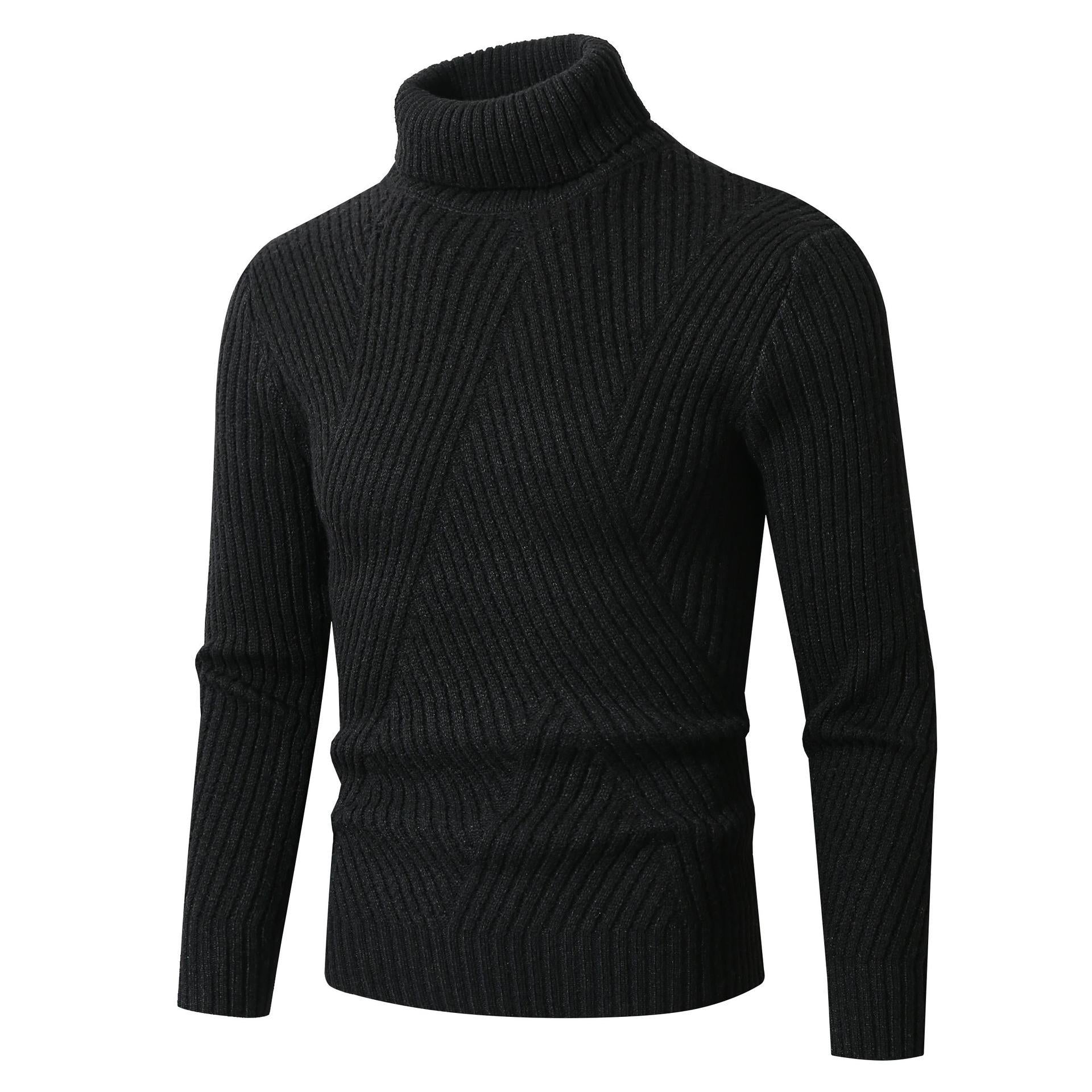 Herren Grobstrickpullover mit Stehkragen und dekorativem Strukturmuster R&B