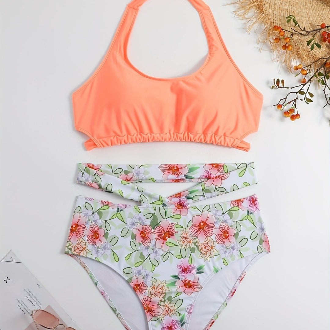 Damen Sportlich elegantes Bikini-Set mit floralem Design R&B
