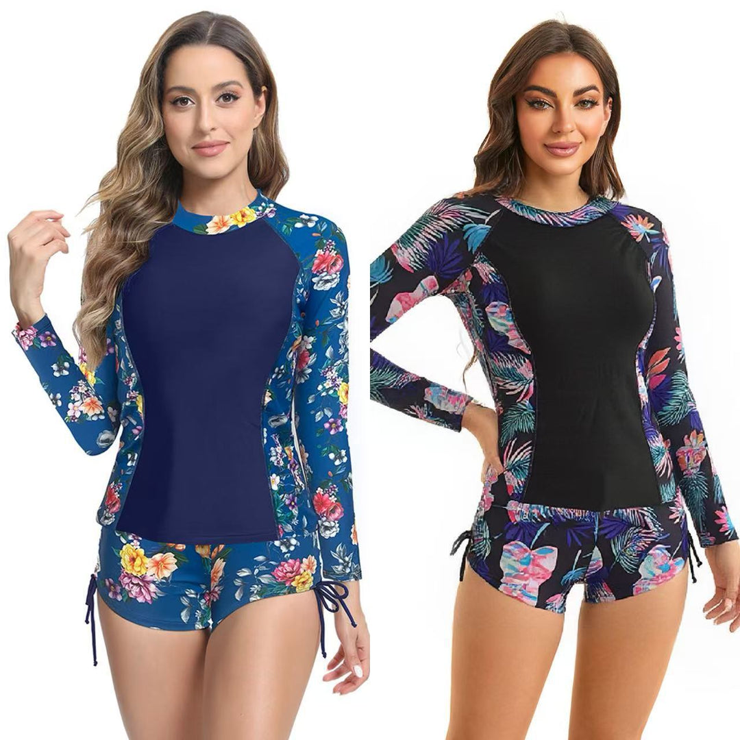 Damen UV-Schutz Langarm Schwimmanzug mit floralen Akzenten R&B