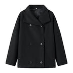 Damen Oversize Doppelreiher-Jacke mit elegantem Schalkragen und großen Knöpfen R&B