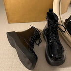 Damen Modische High-Top Stiefel mit robuster Plattformsohle und stylischem Schnürsystem R&B