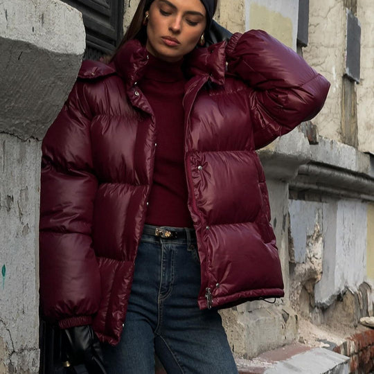Damen Steppjacke mit voluminösem Schnitt und hohem Kragen R&B