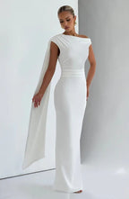 Damen Elegantes Langes Abendkleid mit Ein-Schulter-Design R&B