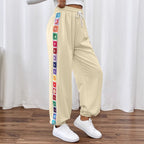 Damen Freizeit-Hose mit buntem Blumenmuster und elastischem Bund R&B