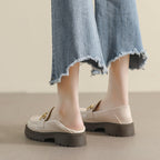 Damen Mokassin-Schuhe mit modischer Schnallenverzierung und robuster Sohle