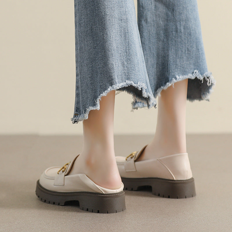 Damen Mokassin-Schuhe mit modischer Schnallenverzierung und robuster Sohle