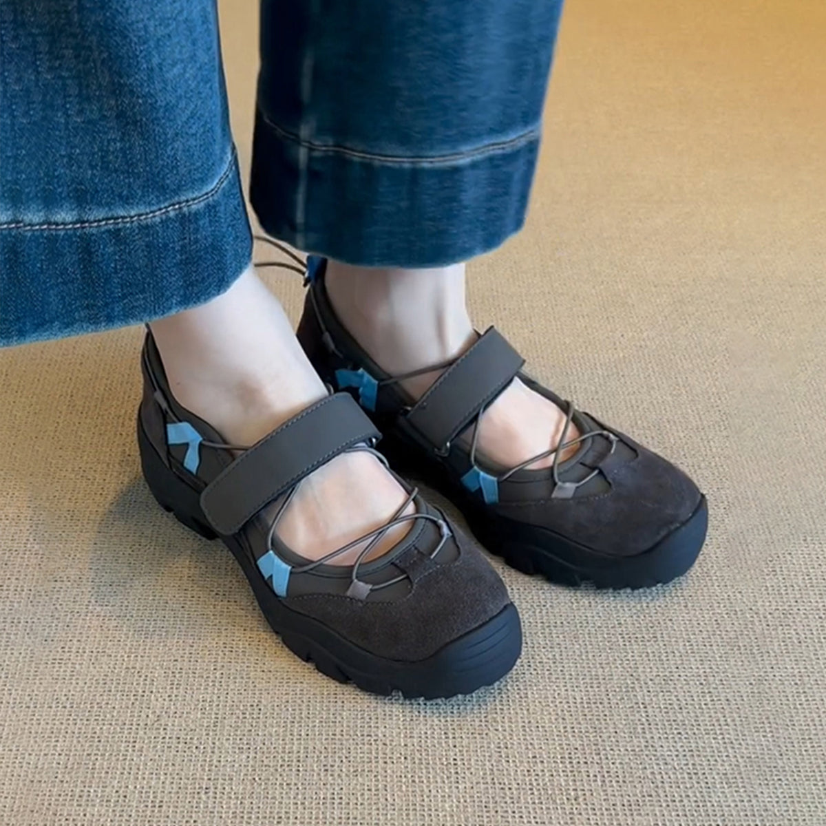 Damen Outdoor-Schuhe mit praktischem Velcro-Verschluss und atmungsaktivem Obermaterial R&B