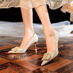 Damen Glamouröse High Heels mit funkelndem Strassdetail und raffinierter Schleifenverzierung R&B