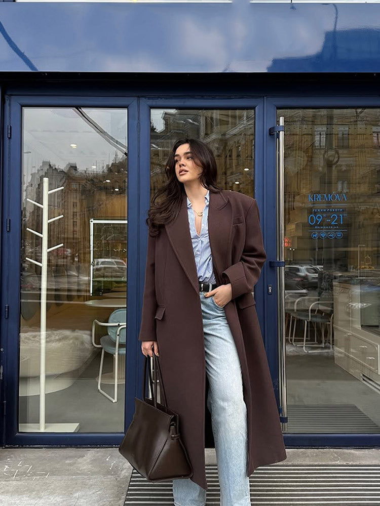 Damen Übergröße langes Blazer mit Taschen und klassischem Schnitt R&B