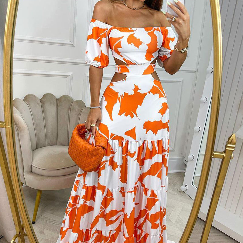 Damen Sommerliches Maxikleid mit Cut-Outs und floralem Design R&B