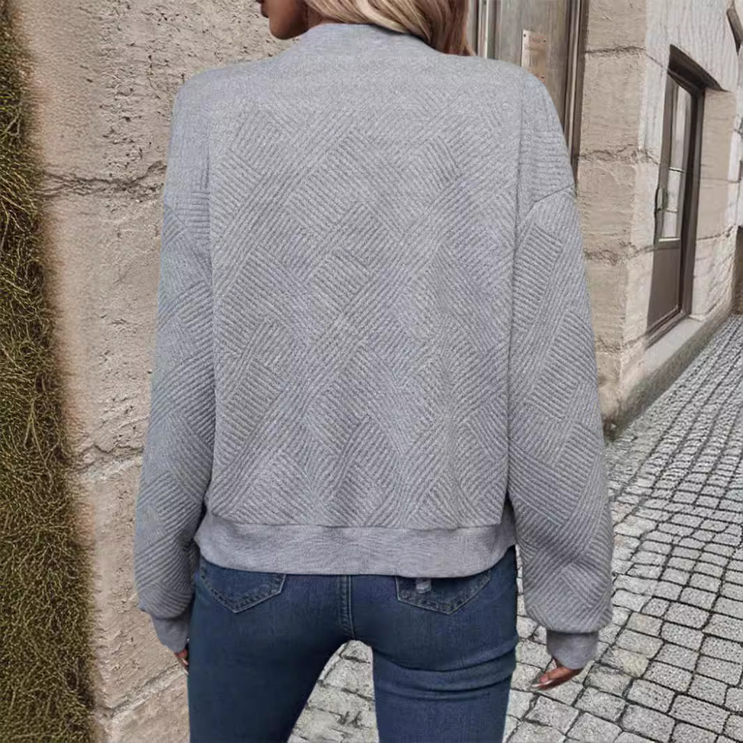 Damen sportliche Bomberjacke mit strukturiertem Design und hohen Bündchen R&B
