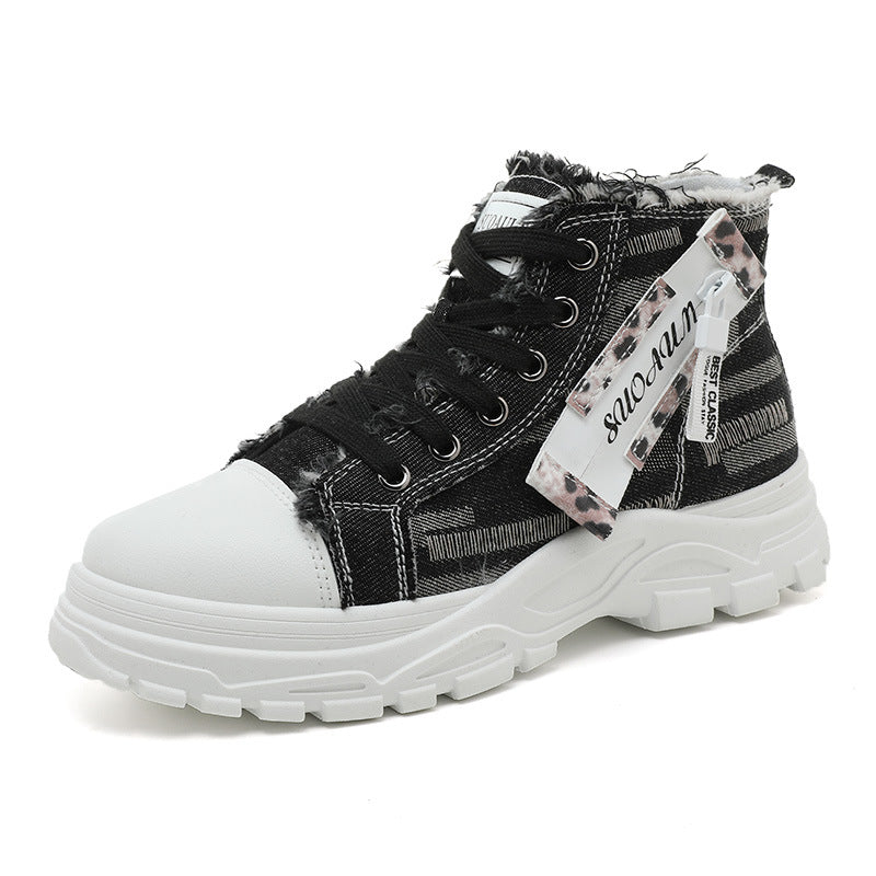Damen hochschneider Sneakers mit trendiger Markenplakette und einzigartigem Design R&B