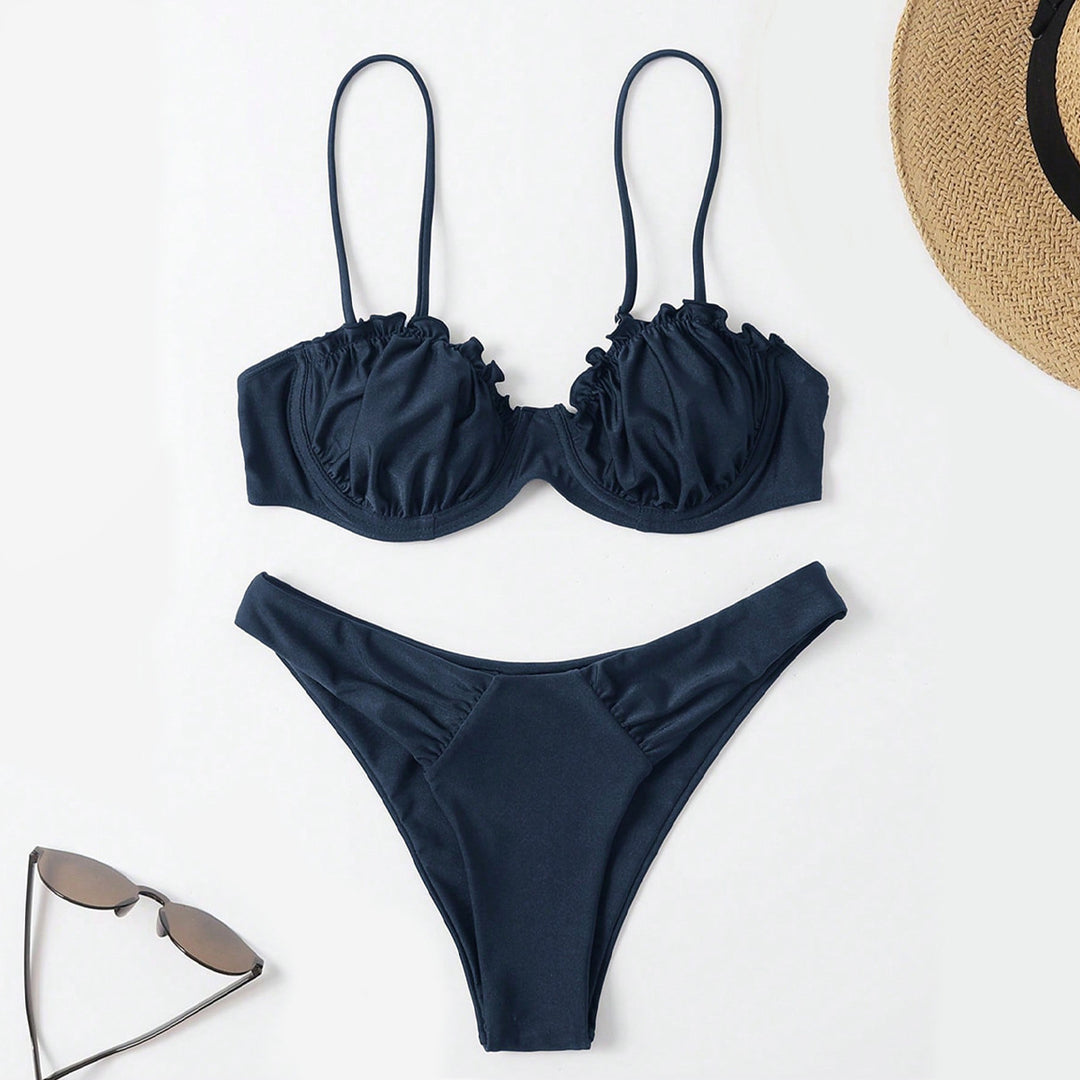 Damen Push-Up-Bikini mit Raffung und verstellbaren Trägern R&B
