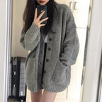 Damen Großer Strickcardigan mit praktischen Taschen und tiefem V-Ausschnitt R&B
