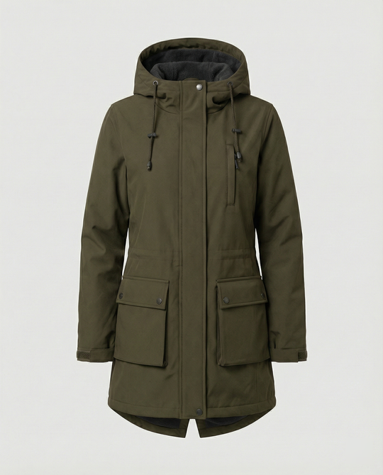 Übergangsjacke Damen sportlich als Parka mit verstellbarer Kapuze