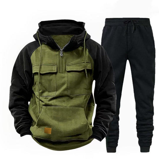Herren funktionale Kapuzenjacke mit Reißverschluss und Jogginghose R&B