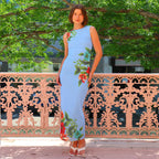 Damen Maxikleid mit floralem Muster und figurbetontem Schnitt R&B
