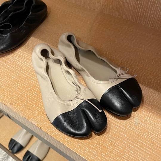 Damen Ballerinas mit abgerundetem Zehenbereich und schnürbarem Detail R&B