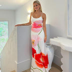 Damen Maxi Kleid mit floralem Print und spaghetti-Trägern R&B