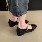 Damen Mary Jane Schuhe mit elegantem Riemchen und modischem Blockabsatz EB