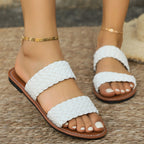 Damen Geflochtene Riemchen-Sandalen mit komfortablem Fußbett und rutschfester Sohle R&B