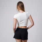 Damen Cropped Top mit raffiniertem Cut-Out und Knotendetail R&B