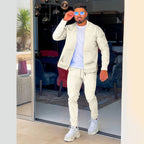 Herren modisches Athleisure Set mit strukturiertem Design und elastischem Bund R&B