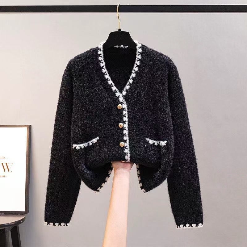 Damen Strickcardigan mit kontrastierenden Knöpfen und Taschen R&B
