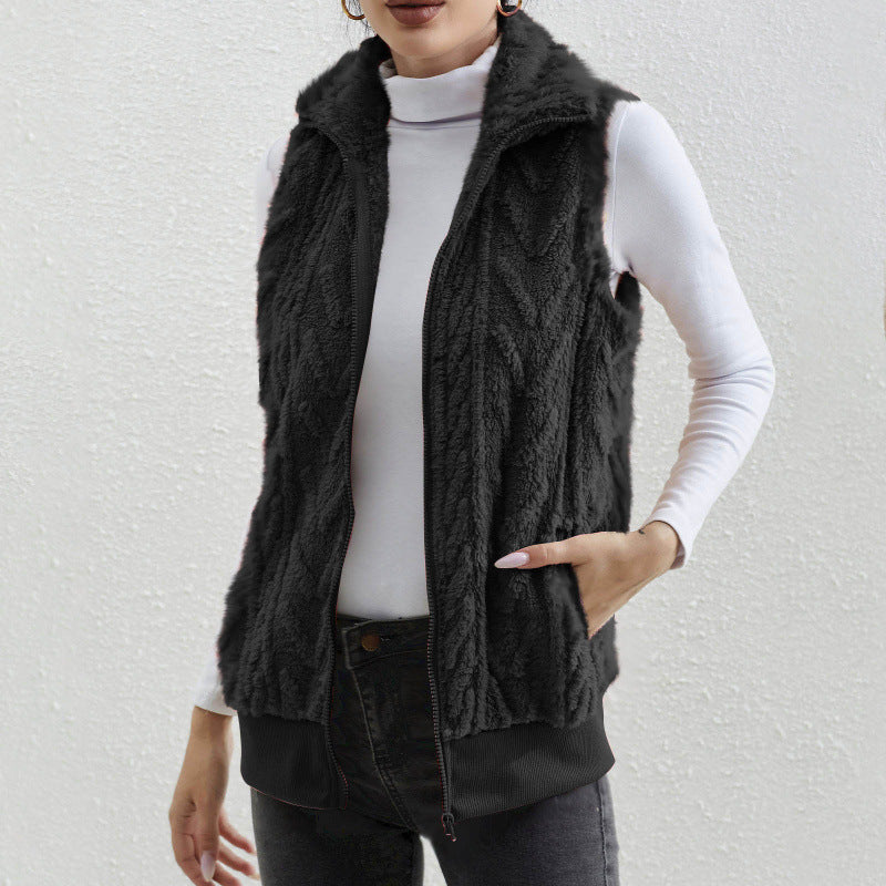 Damen kuschelige Fleecejacke mit Stehkragen und praktischen Taschen R&B