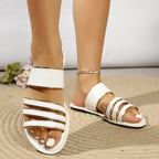Damen elegante Riemchen-Sandalen mit goldenen Akzenten R&B