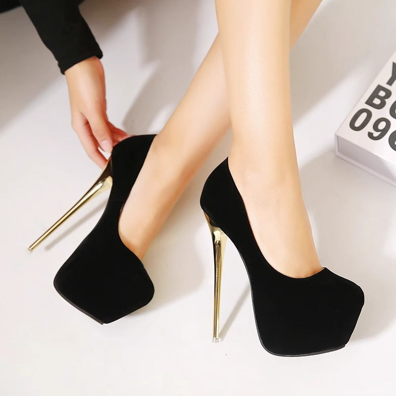Damen Plateau-Heels mit goldener Absatzverzierung R&B