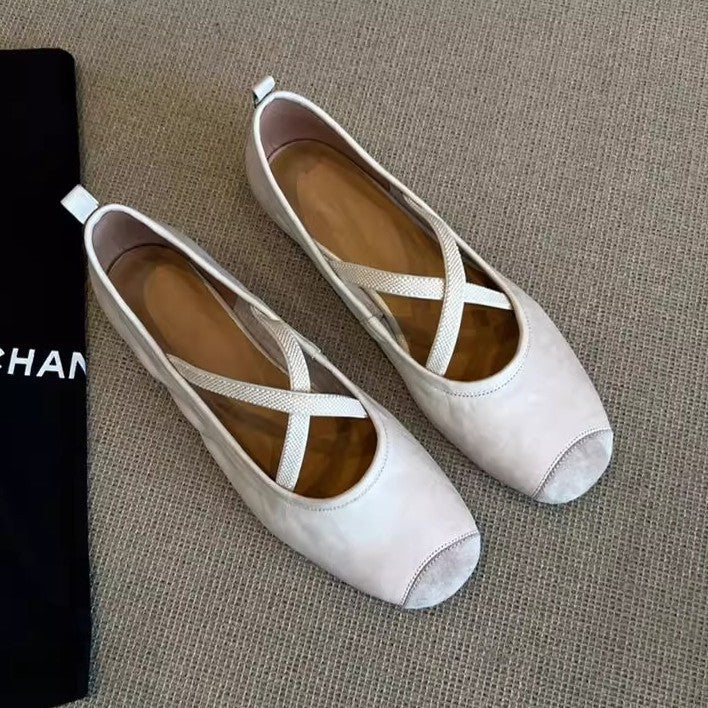 Damen Ballerinas mit elegantem Kreuzband und bequemem Fußbett R&B