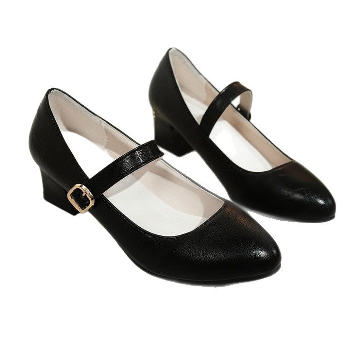 Damen elegante Mary Jane Pumps mit modischer Schnalle R&B
