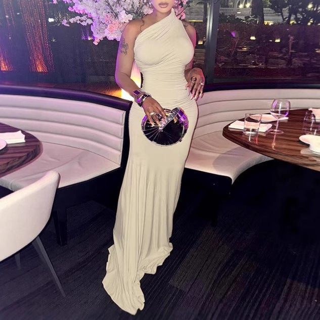 Damen Elegantes Wickel-Maxikleid mit asymmetrischem Ausschnitt und luxuriösem Schnitt R&B
