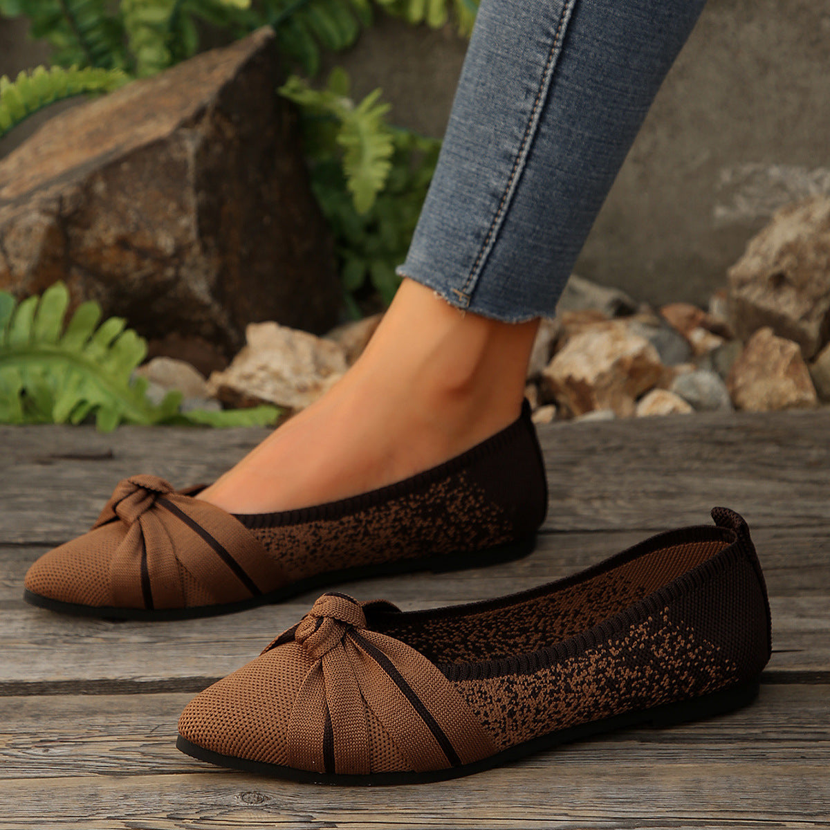 Damen Kunstleder Ballerinas mit dekorativem Schleifendetail R&B