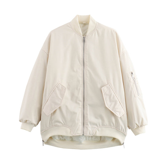 Damen sportliche Bomberjacke mit praktischen Taschen und Stehkragen R&B