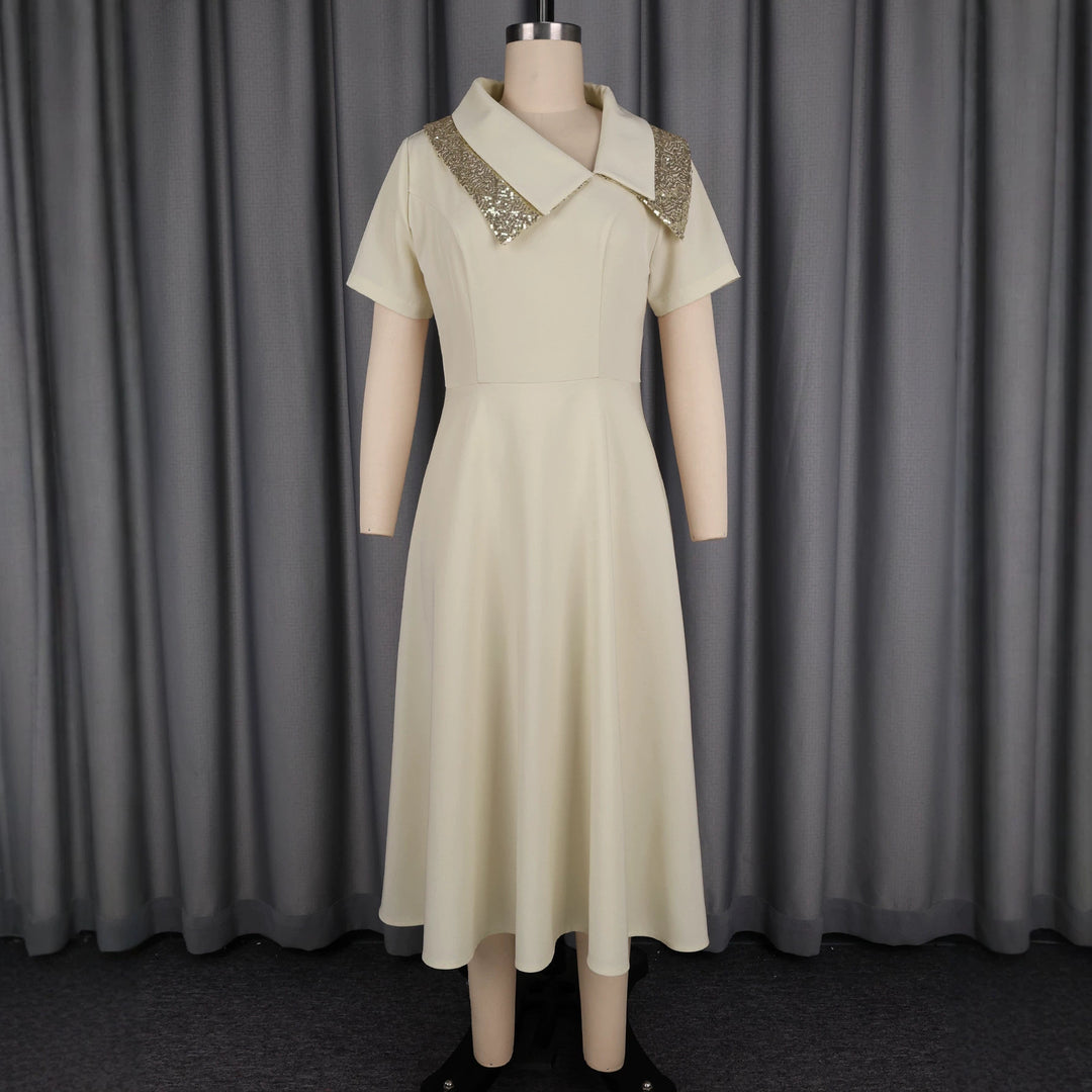 Damen Elegantes Kleid mit glamourösem Paillettenkragen R&B
