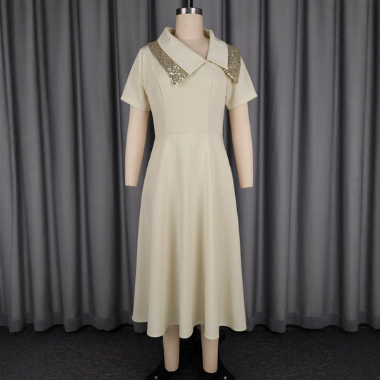 Damen Elegantes Kleid mit glamourösem Paillettenkragen R&B