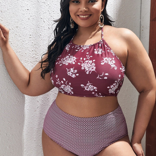 Damen Hochgeschnittener Bikini mit modischem Cropped-Oberteil R&B