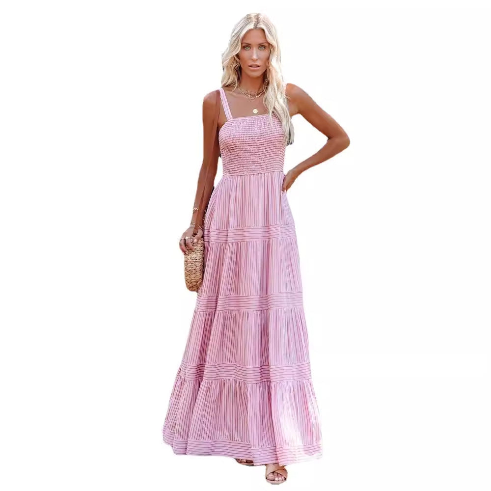 Damen Maxikleid mit leichtem Rüschenstil und elastischem Bustier R&B
