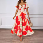 Damen Maxikleid mit voluminösen Puffärmeln und romantischem Schnitt R&B