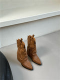 Damen Cowboy-Stiefel mit gerafftem Schaft und filigranen Nähten R&B